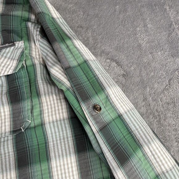 Eddie Bauer Shirt Mens L Green Vented Button L/S  Roll Tab Fishing Performance - Picture 7 of 15
